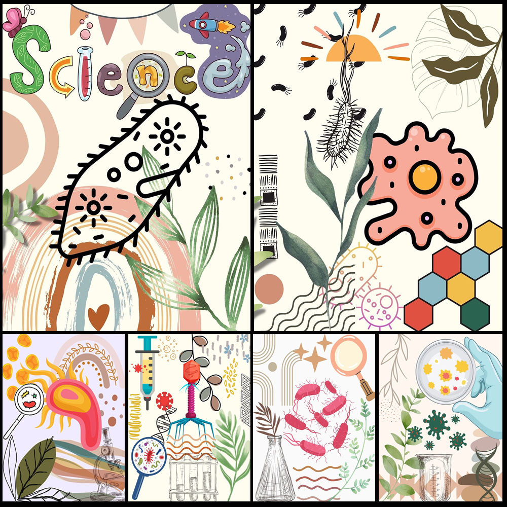 Cartoon Microbiology Watercolo - Science Nursery 리뷰 및 가격